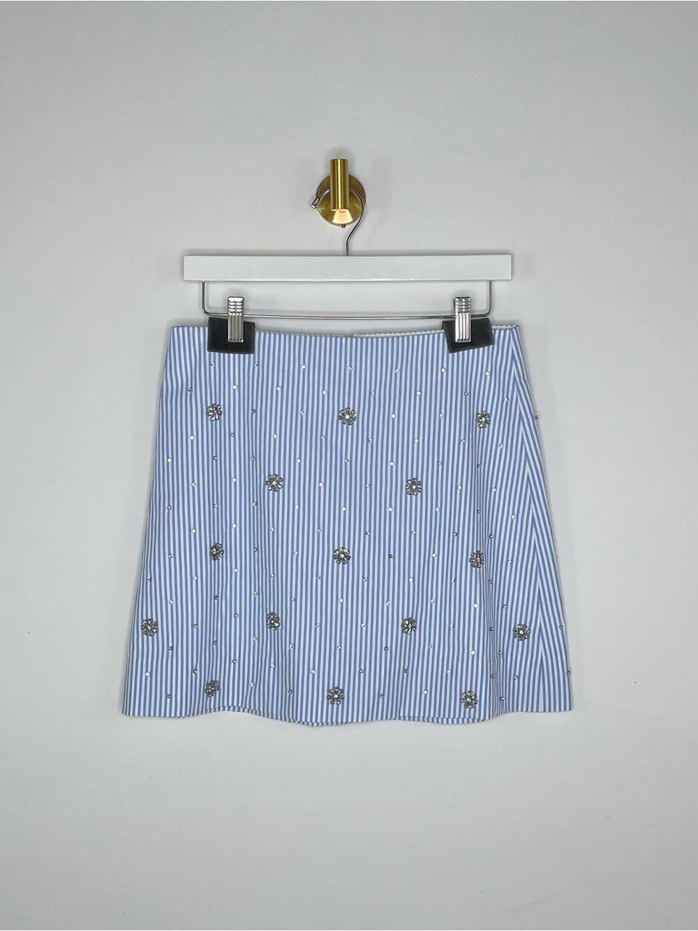 Feminine | J Crew Collection Embellished Pinstripe Mini | Crystal Rhinestone NWT - Picture 5 of 13